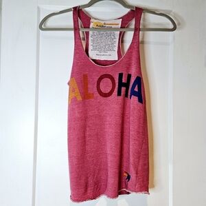 Aviator Nation Washed Red Pink Aloha Graphic Racerback Tank Size Small